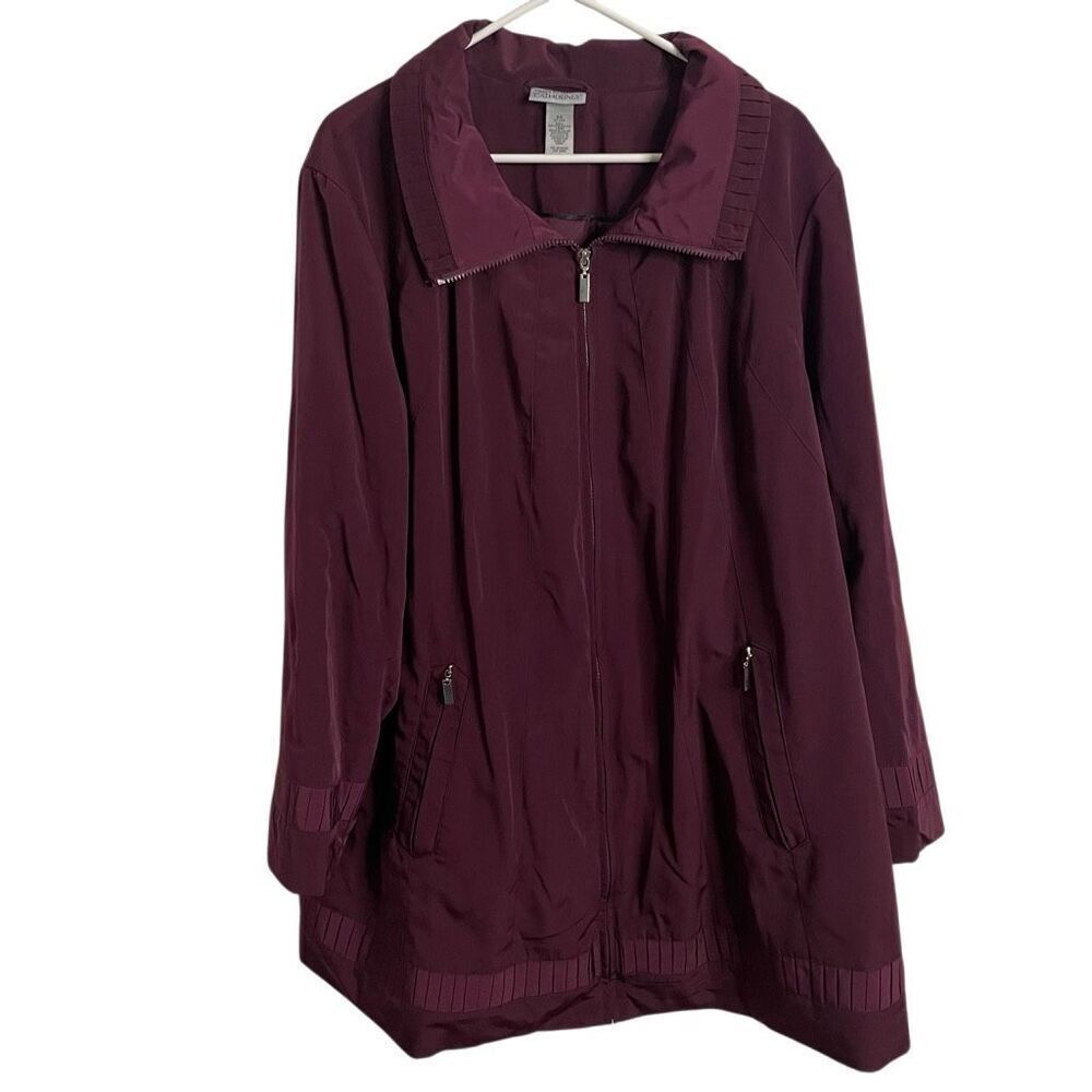 Catherines Womens Lightweight Jacket 2X Dark Plum Lined Water Resistant Demure